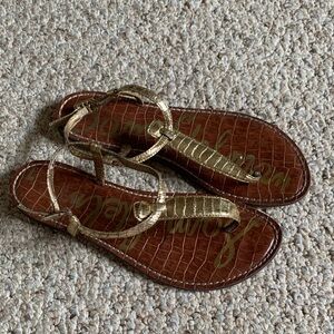 Sam Edelman Gold Croc-Embossed Sandals